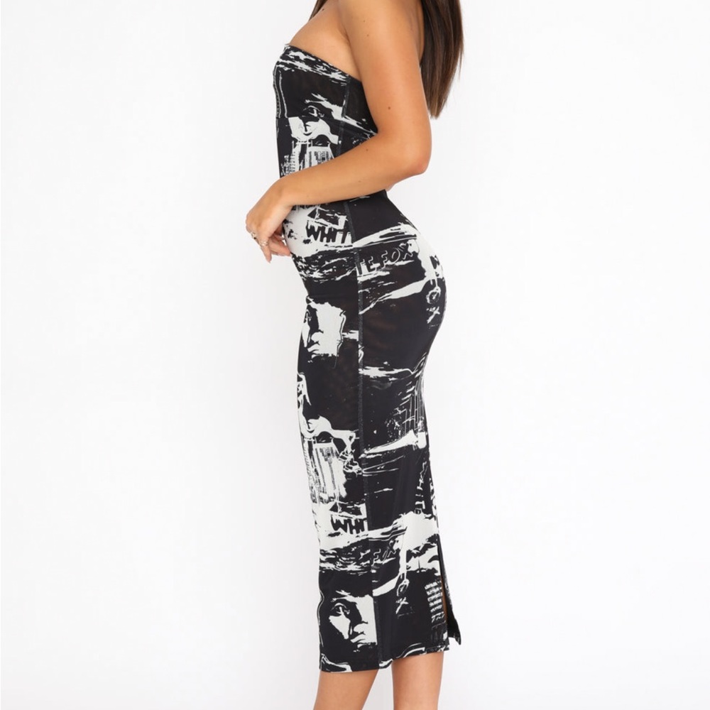 M/US6 white fox boutique midi dress — graphic pattern print - Picture 4 of 6